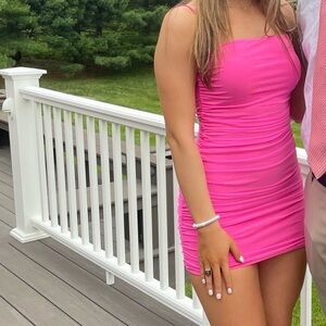 Hot Pink Ruched Princess Polly mini dress